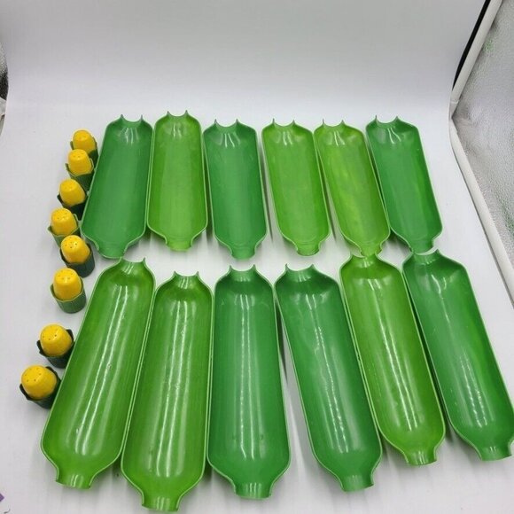 Vintage Green Corn Cob Holder Plates Salt Pepper Skewers Butter Spread Lot 38 - Picture 7 of 10